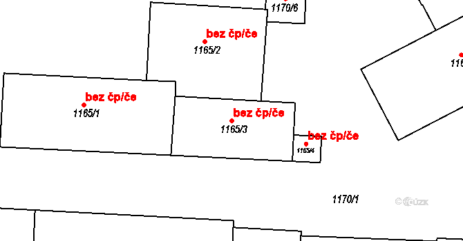 Teplice 42804353 na parcele st. 1165/3 v KÚ Sobědruhy, Katastrální mapa