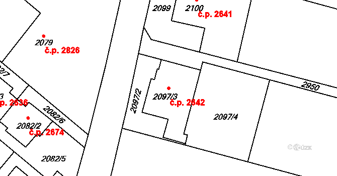 Předměstí 2642, Opava na parcele st. 2097/3 v KÚ Opava-Předměstí, Katastrální mapa