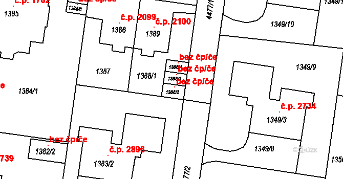 Teplice 45147353 na parcele st. 1388/2 v KÚ Teplice, Katastrální mapa