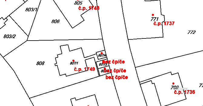 Praha 46785353 na parcele st. 807/4 v KÚ Smíchov, Katastrální mapa