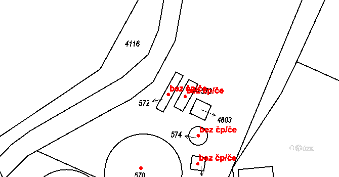 Křižany 50018353 na parcele st. 572 v KÚ Křižany, Katastrální mapa