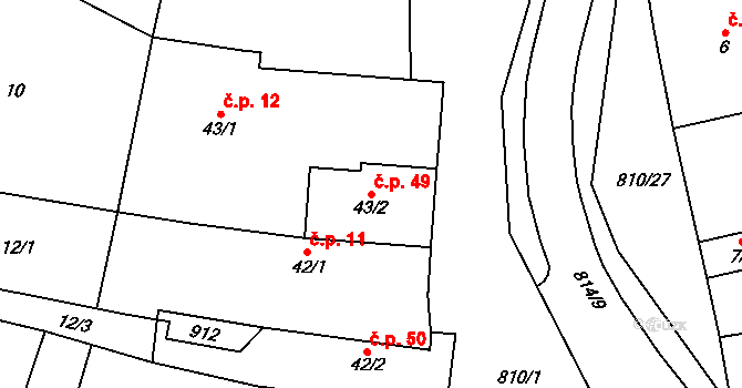 Holešovice 49, Chroustovice na parcele st. 43/2 v KÚ Holešovice u Chroustovic, Katastrální mapa