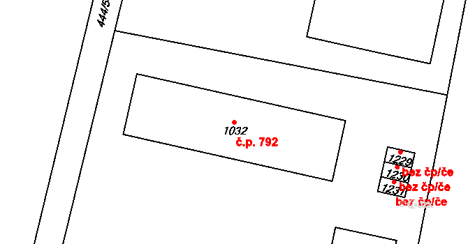 Slatiňany 792 na parcele st. 1032 v KÚ Slatiňany, Katastrální mapa