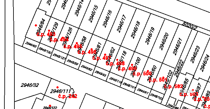 Choceňské Předměstí 498, Vysoké Mýto na parcele st. 2946/62 v KÚ Vysoké Mýto, Katastrální mapa