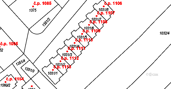 Třešť 1109 na parcele st. 1031/5 v KÚ Třešť, Katastrální mapa
