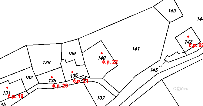 Beroun-Hostim 22, Beroun na parcele st. 140 v KÚ Hostim u Berouna, Katastrální mapa