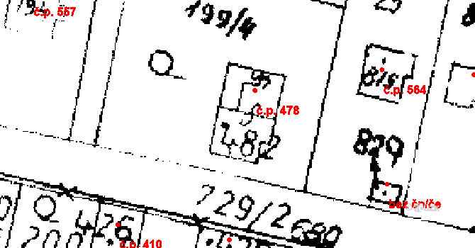 Zlonice 478 na parcele st. 482 v KÚ Zlonice, Katastrální mapa