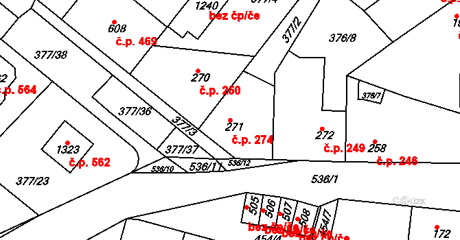 Mikovice 274, Kralupy nad Vltavou na parcele st. 271 v KÚ Mikovice u Kralup nad Vltavou, Katastrální mapa