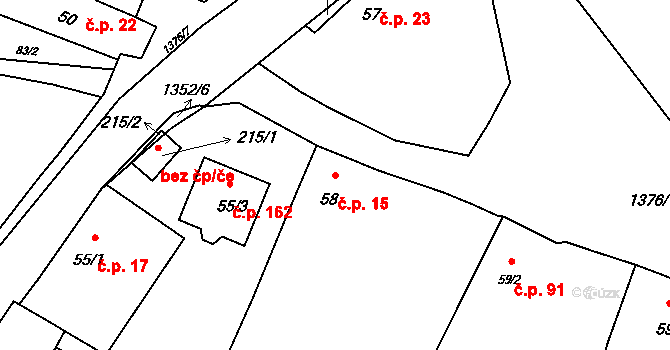 Skočice 15, Přeštice na parcele st. 58 v KÚ Skočice u Přeštic, Katastrální mapa