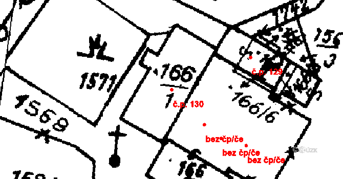 Otovice 130 na parcele st. 166/1 v KÚ Otovice u Broumova, Katastrální mapa