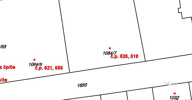 Hronov 518,526 na parcele st. 1084/7 v KÚ Hronov, Katastrální mapa
