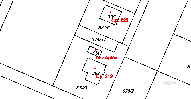 Kroměříž 79614353 na parcele st. 393 v KÚ Trávník, Katastrální mapa