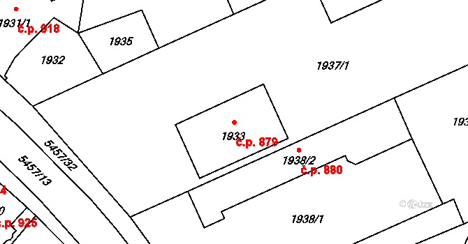 Zábřeh 879 na parcele st. 1933 v KÚ Zábřeh na Moravě, Katastrální mapa