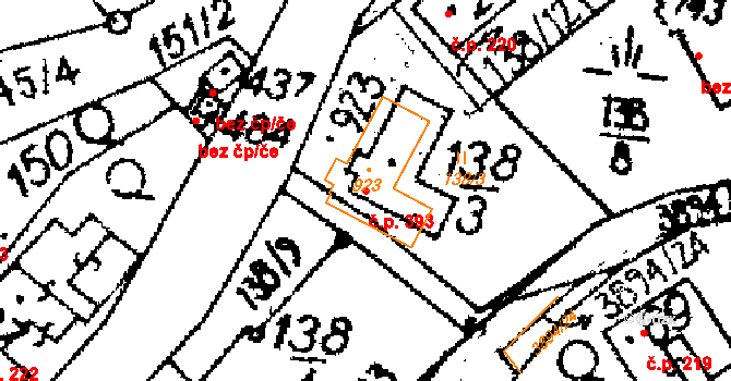 Opatov 393 na parcele st. 923 v KÚ Opatov v Čechách, Katastrální mapa