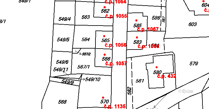 Vejprty 1057 na parcele st. 566 v KÚ Vejprty, Katastrální mapa
