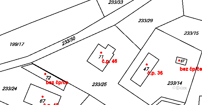 Pičín 46, Jankov na parcele st. 71 v KÚ Pičín u Jankova, Katastrální mapa