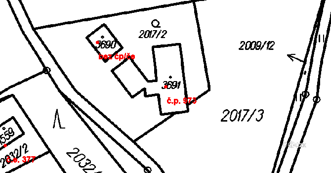 Čeladná 973 na parcele st. 3691 v KÚ Čeladná, Katastrální mapa