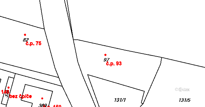 Čižice 93 na parcele st. 97 v KÚ Čižice, Katastrální mapa