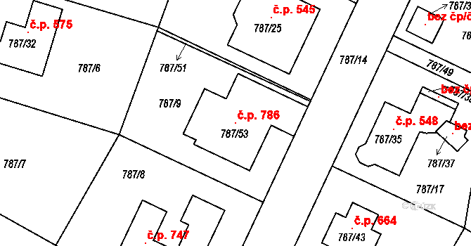 Proboštov 786 na parcele st. 787/53 v KÚ Proboštov u Teplic, Katastrální mapa