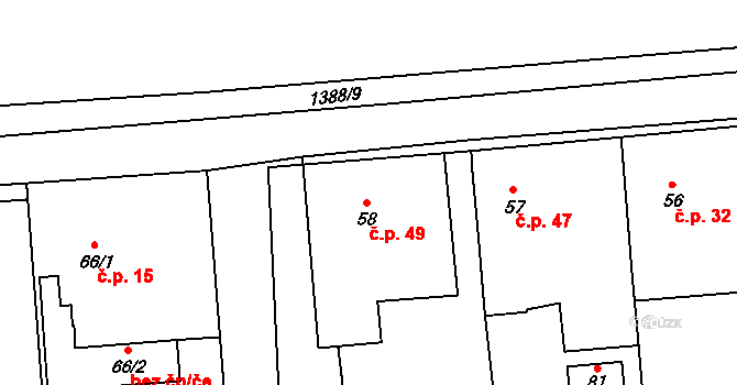 Libákovice 49, Řenče na parcele st. 58 v KÚ Libákovice, Katastrální mapa
