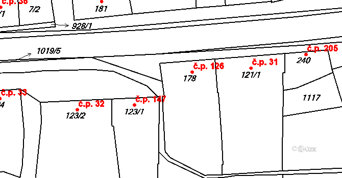 Rokytnice 126 na parcele st. 178 v KÚ Rokytnice u Přerova, Katastrální mapa