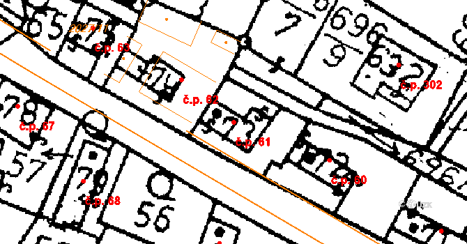 Kácov 61 na parcele st. 73 v KÚ Kácov, Katastrální mapa