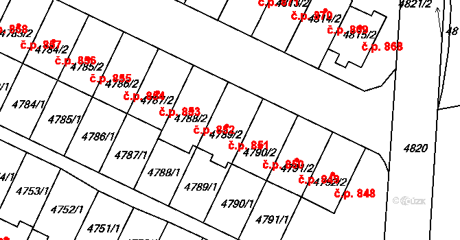 Žižkov 851, Kutná Hora na parcele st. 4789/2 v KÚ Kutná Hora, Katastrální mapa