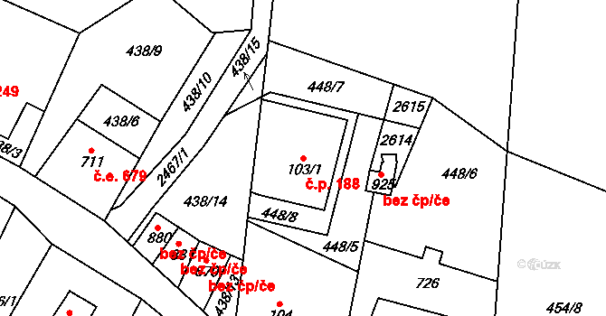 Albrechtice v Jizerských horách 188 na parcele st. 103/1 v KÚ Albrechtice v Jizerských horách, Katastrální mapa