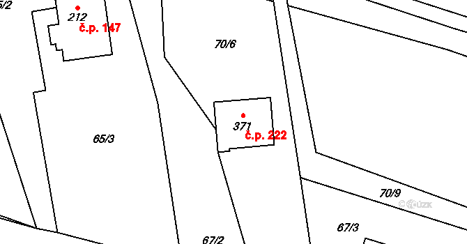 Guty 222, Třinec na parcele st. 371 v KÚ Guty, Katastrální mapa