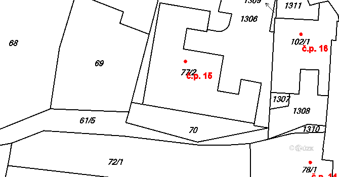 Rostěnice 15, Rostěnice-Zvonovice na parcele st. 77/2 v KÚ Rostěnice, Katastrální mapa