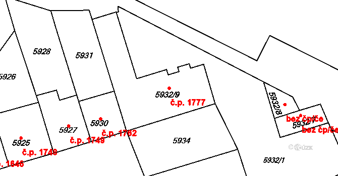 Kladno 1777 na parcele st. 5932/9 v KÚ Kladno, Katastrální mapa