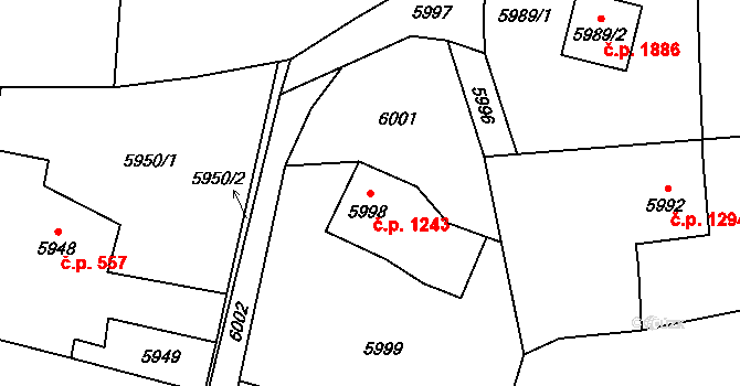 Rychvald 1243 na parcele st. 5998 v KÚ Rychvald, Katastrální mapa