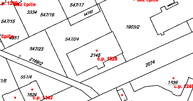 Šumperk 1828 na parcele st. 2145 v KÚ Šumperk, Katastrální mapa
