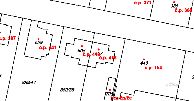Cerhenice 418 na parcele st. 507 v KÚ Cerhenice, Katastrální mapa