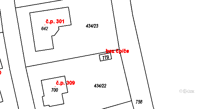 Třebotov 147077354 na parcele st. 779 v KÚ Třebotov, Katastrální mapa