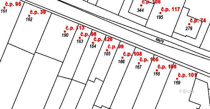 Ludéřov 99, Drahanovice na parcele st. 165 v KÚ Ludéřov, Katastrální mapa