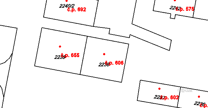 Mimoň I 606, Mimoň na parcele st. 2238 v KÚ Mimoň, Katastrální mapa
