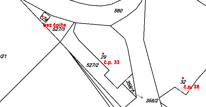 Skuřina 33, Markvartice na parcele st. 29 v KÚ Skuřina, Katastrální mapa