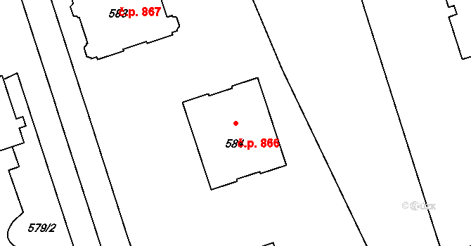 Lutyně 866, Orlová na parcele st. 584 v KÚ Horní Lutyně, Katastrální mapa