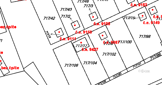 Svádov 9427, Ústí nad Labem na parcele st. 717/17 v KÚ Svádov, Katastrální mapa