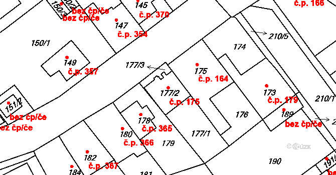 Proboštov 175 na parcele st. 177/2 v KÚ Proboštov u Teplic, Katastrální mapa