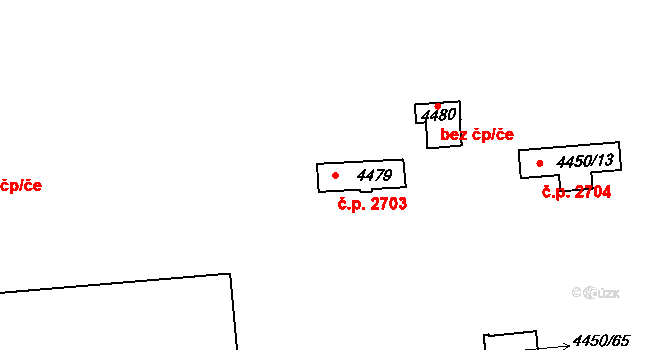 Žižkov 2703, Praha na parcele st. 4479 v KÚ Žižkov, Katastrální mapa