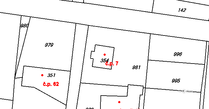 Zalány 7, Rožmitál pod Třemšínem na parcele st. 354 v KÚ Starý Rožmitál, Katastrální mapa