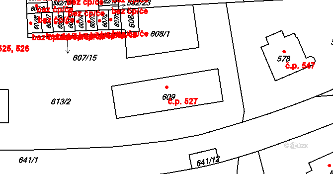 Sedlčany 527 na parcele st. 609 v KÚ Sedlčany, Katastrální mapa