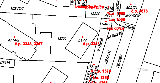 Hodonín 3346 na parcele st. 5177 v KÚ Hodonín, Katastrální mapa
