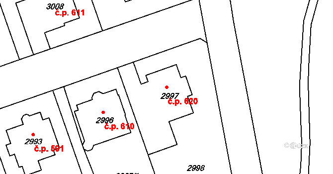 Liberec I-Staré Město 620, Liberec na parcele st. 2997 v KÚ Liberec, Katastrální mapa