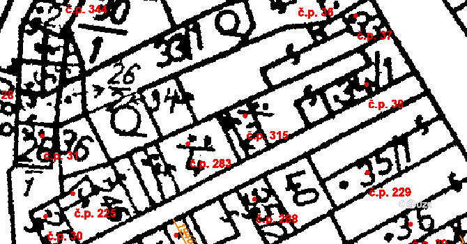 Žiželice 315 na parcele st. 34/2 v KÚ Žiželice nad Cidlinou, Katastrální mapa
