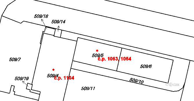 Lobzy 1063,1064, Plzeň na parcele st. 509/5 v KÚ Lobzy, Katastrální mapa