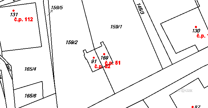 Skuhrov 51, Česká Třebová na parcele st. 169 v KÚ Skuhrov u České Třebové, Katastrální mapa
