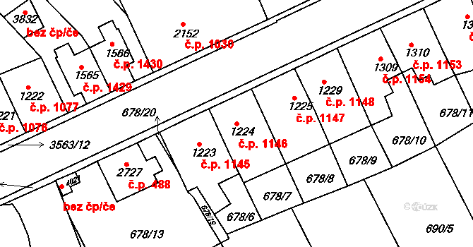 Česká Třebová 1146 na parcele st. 1224 v KÚ Česká Třebová, Katastrální mapa